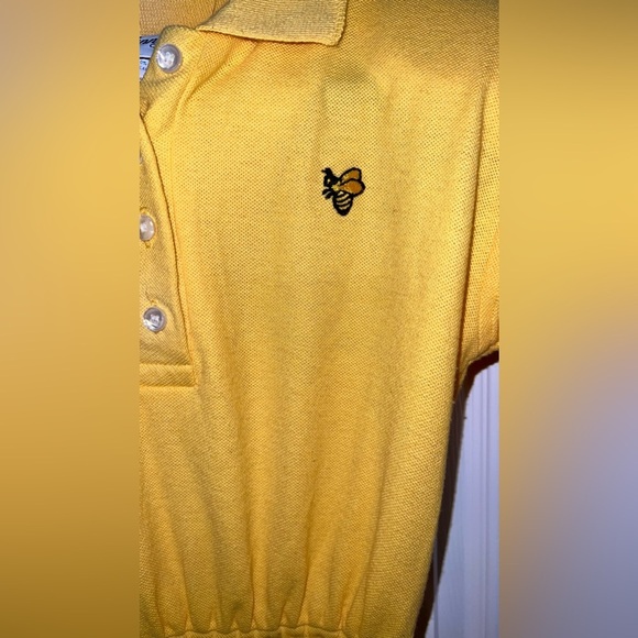 Lynn Davis Vintage Polo Bumble Bee Yellow Collared Casual Preppy Dress - Picture 3 of 9
